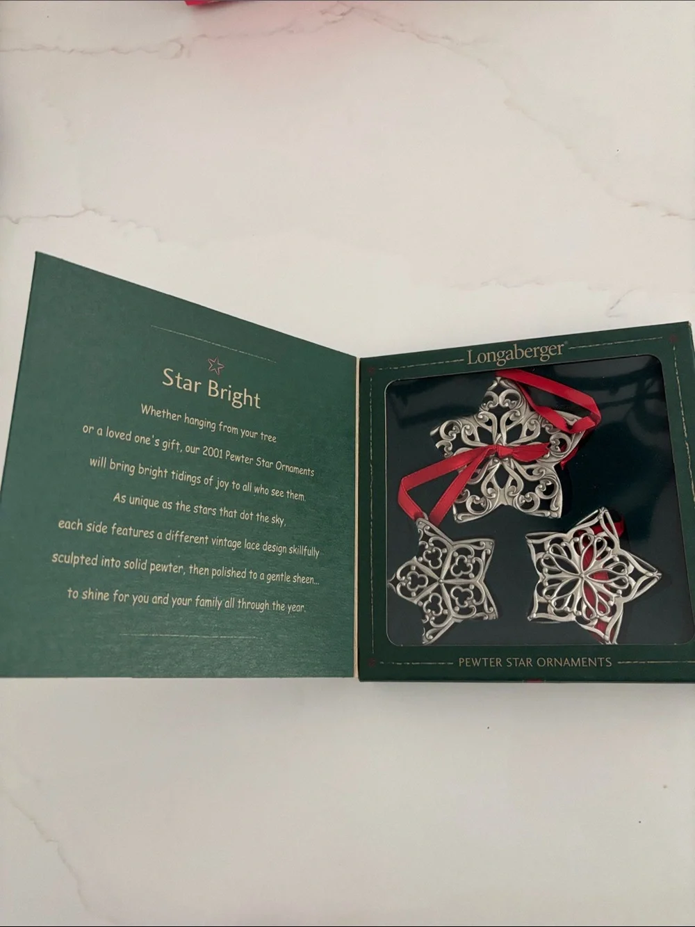 Longaberger Pewter Star Christmas Ornaments